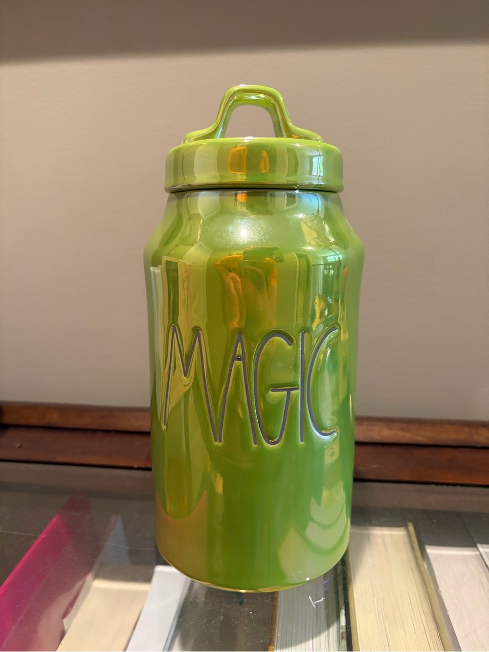 Rae Dunn Lime Green "MAGIC" Ceramic Canister with Lid
